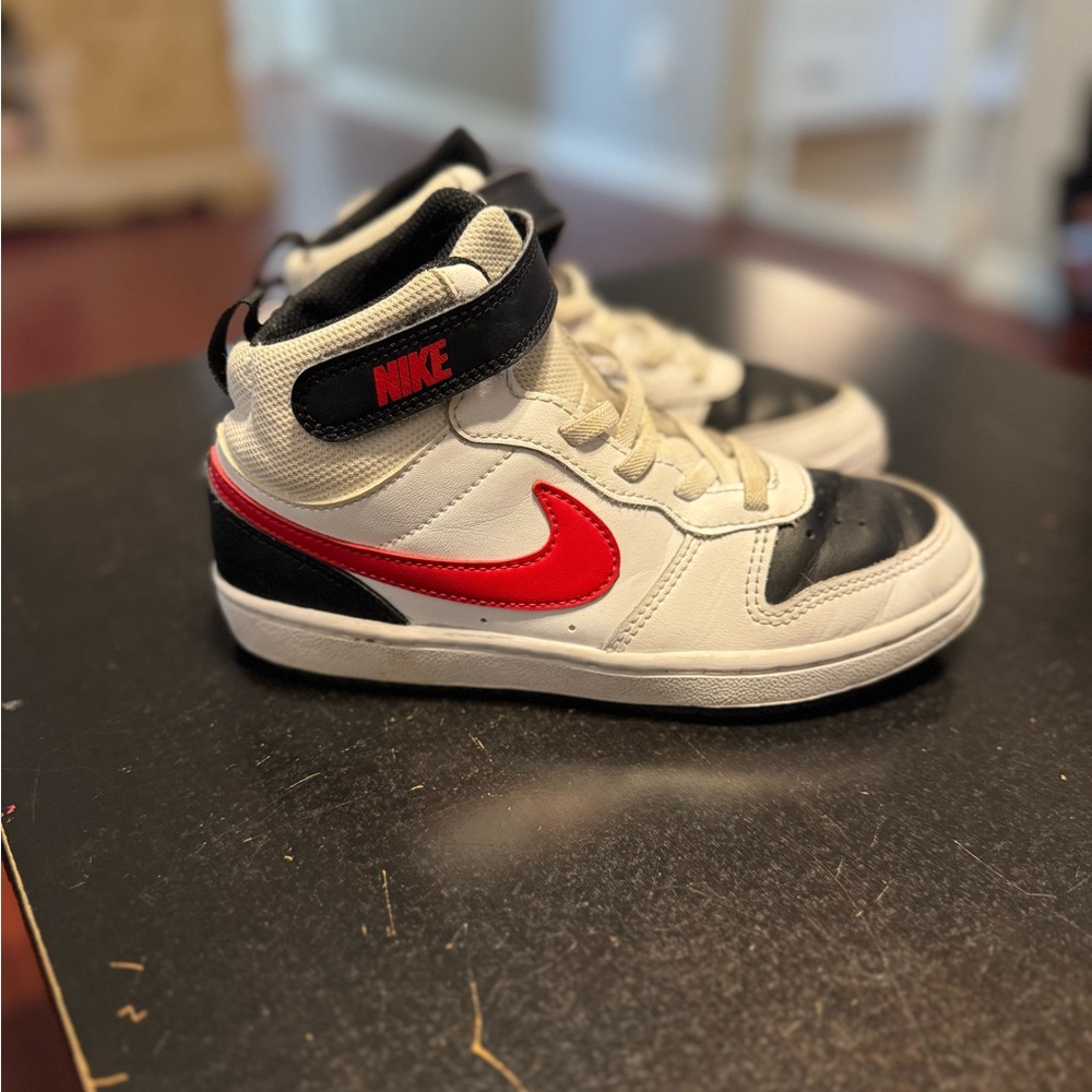 Nike Kids Court Borough Mid 2- Red, Black, and White